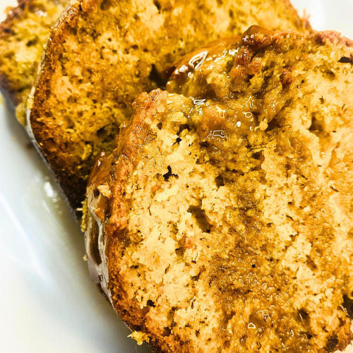 Banana Bread With Caramel Glaze 