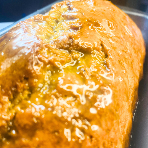 Banana Bread With Caramel Glaze 