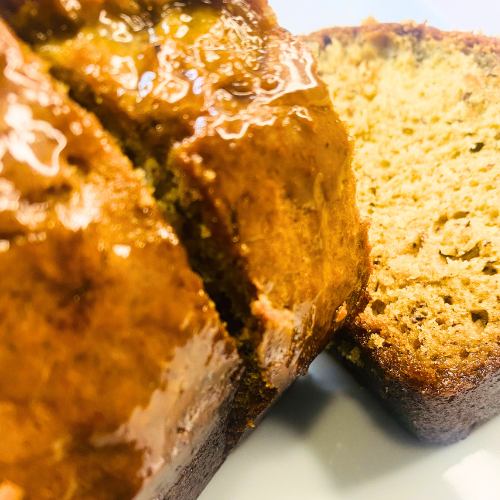 Banana Bread With Caramel Glaze 