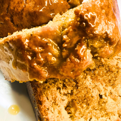 Banana Bread With Caramel Glaze