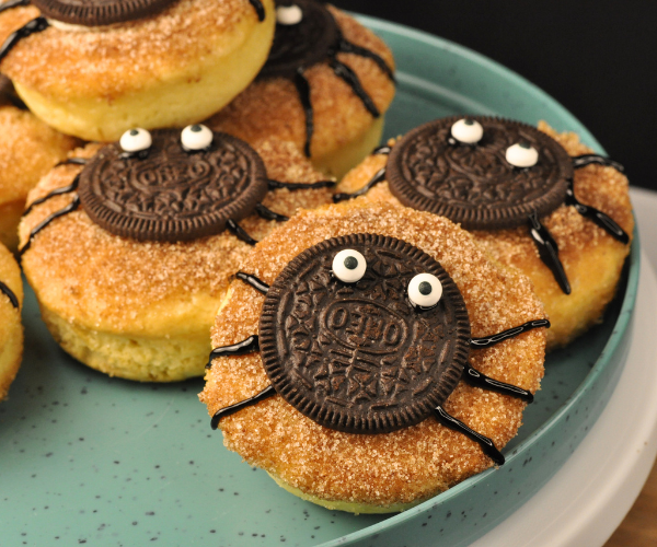 Halloween Spider Doughnuts | Soft, Sweet, and Coated in Cinnamon Sugar