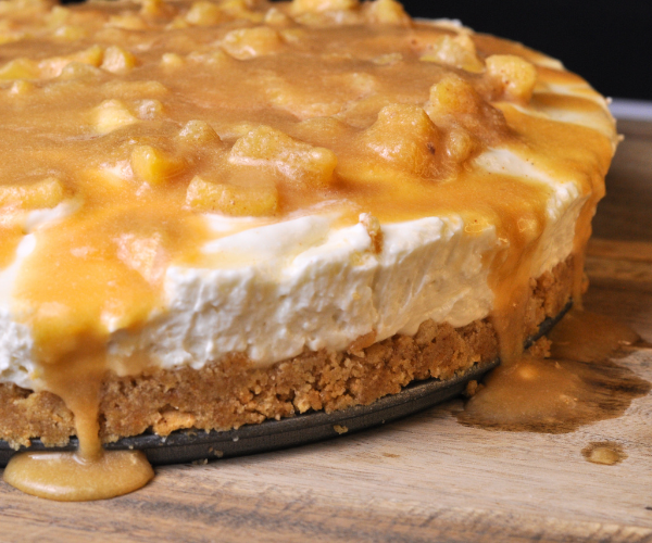 No Bake Caramel Apple Cheesecake With Graham Cracker Crust