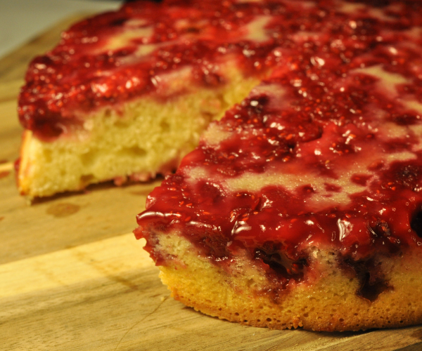 Easy Raspberry Almond Upside Down Cake from Scratch